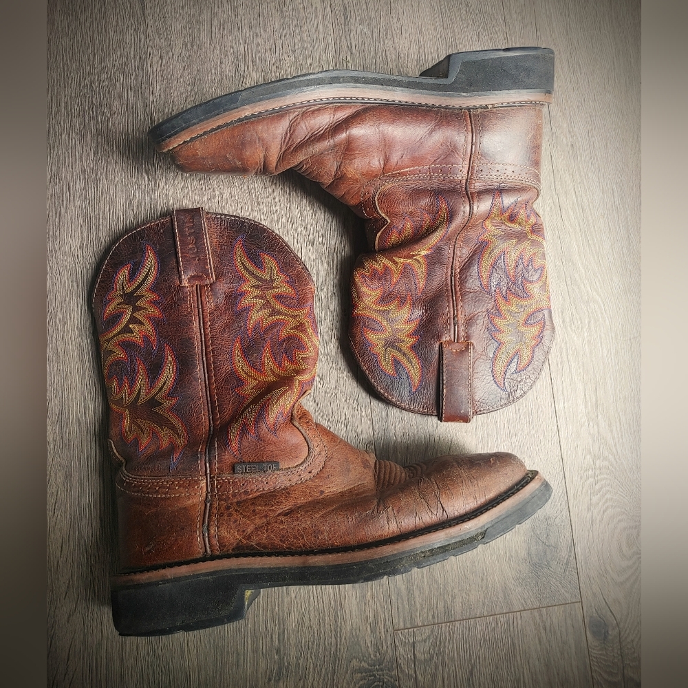 Justin Boots Men's WK4689/SE4689 Brown Waterproof Stampede Boots Size 10.5
